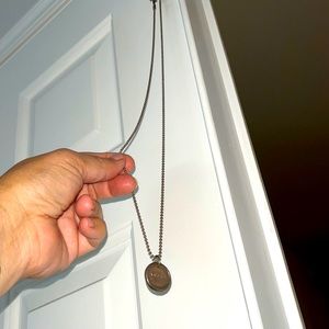 Pure Silver medallion on Silver Beaded Chain with Toggle Clasp